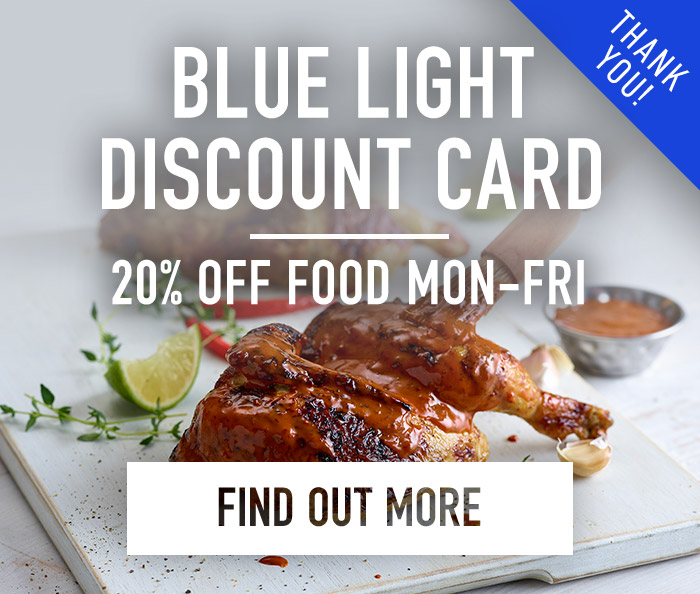 Blue light discount offers a 20% off food Monday to Friday